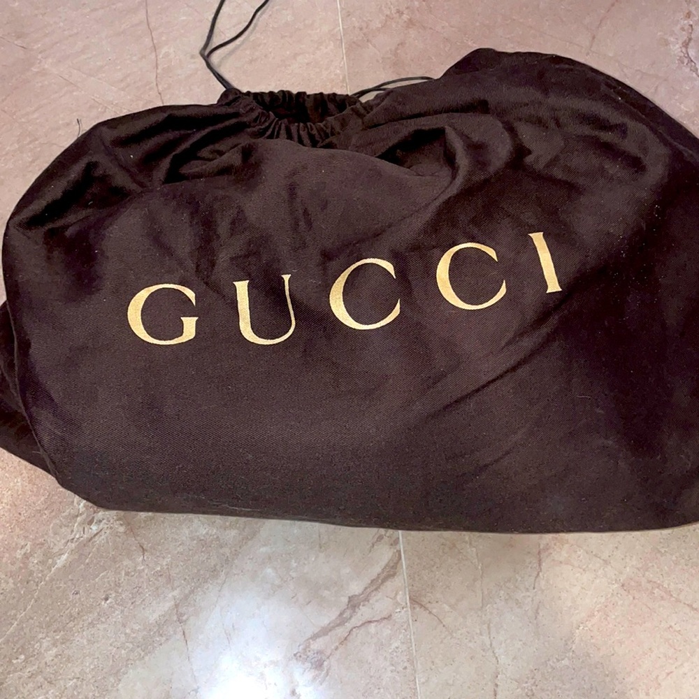 Gucci Brown Leather Bamboo Bar Large Shoulder Bag